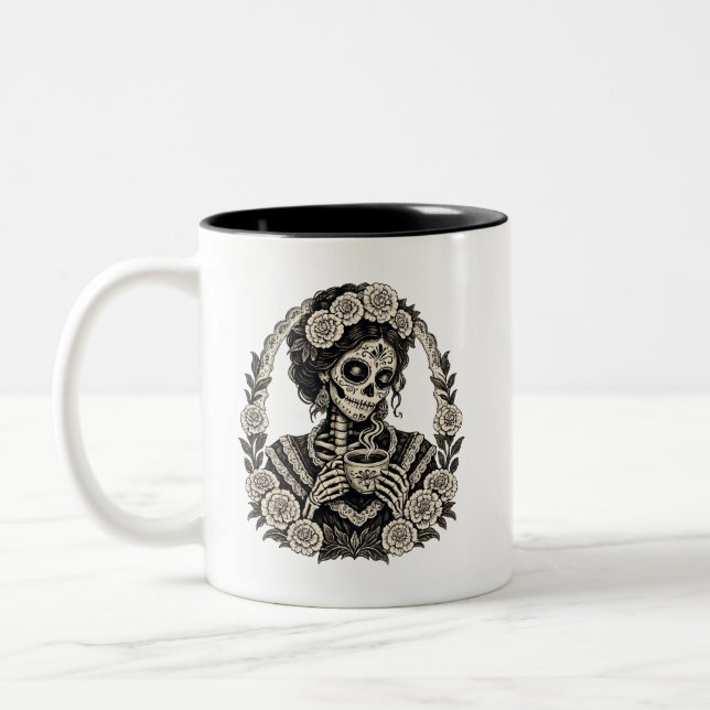 La catrina present La Catrina med Café Design, Día Två-Tonad Mugg (Vänster)
