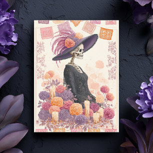 La Catrina Skelettdam Döda Dagen Vykort