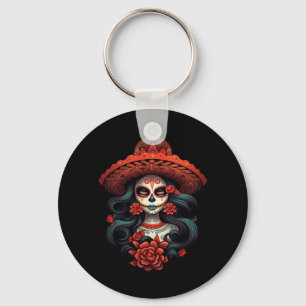 La Catrina Socker Skalle Dag För Myndighet Död Nyckelring