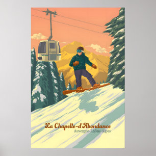 La Chapelle d'Abondance Snowboard Reseskylt Poster