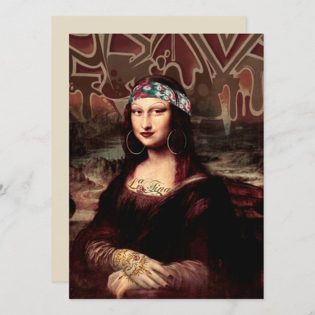 La Chola Mona Lisa Mexican Inbjudningar (Fram/baksida)