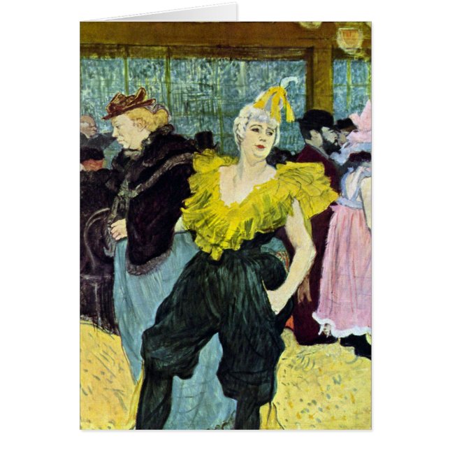 La Clownesse (Clown) Cha-U-Kao av Toulouse Lautrec Hälsningskort (Framsidan)
