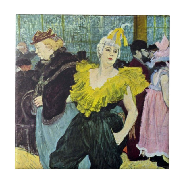 La Clownesse (Clown) Cha-U-Kao av Toulouse Lautrec Kakelplatta (Framsidan)