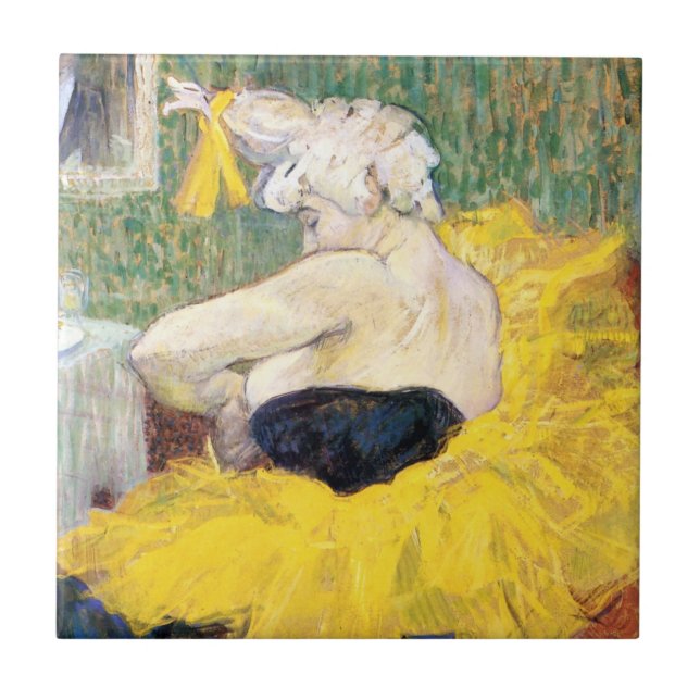 La Clownesse (Clown) Cha-U-Kao av Toulouse Lautrec Kakelplatta (Framsidan)