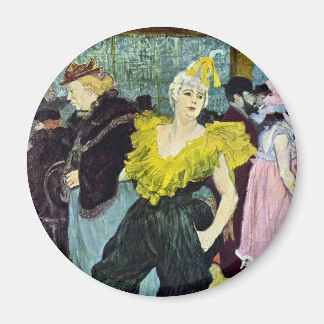 La Clownesse (Clown) Cha-U-Kao av Toulouse Lautrec Magnet (Framsidan)