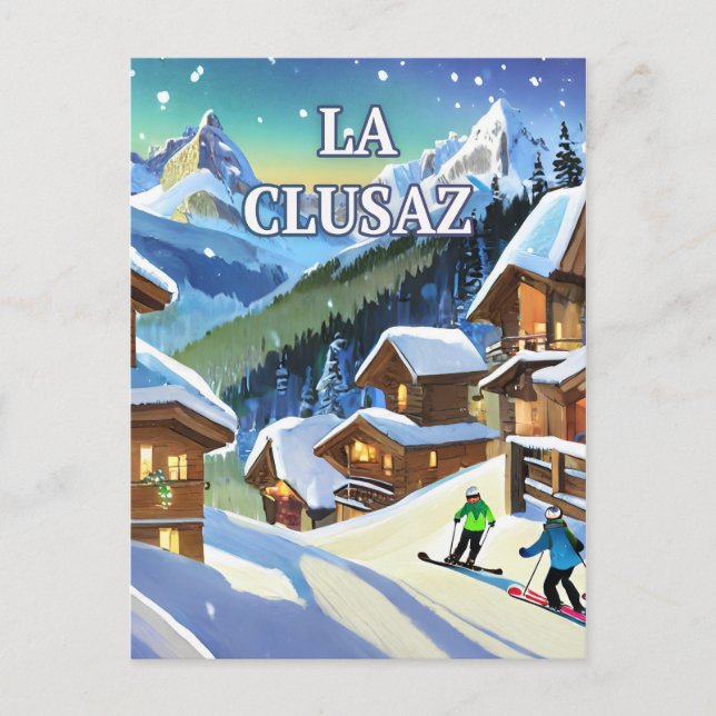 La Clusaz : Éclat Enneigé, Charme Authentique  Vykort (Framsida)