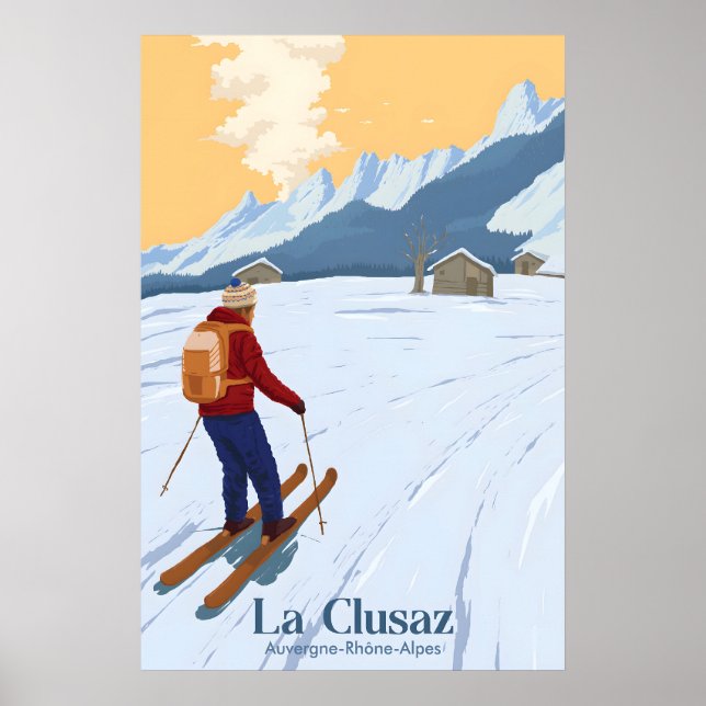 La Clusaz Skidområde Reseskylt Poster (Framsidan)
