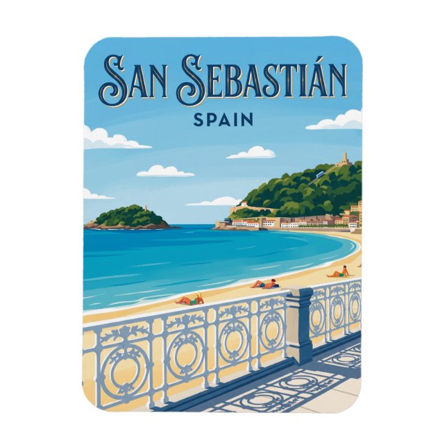 La Concha-stranden Spanien Magnet (Vertikal)