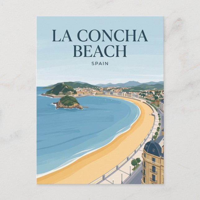 La Concha-stranden Spanien Vykort (Framsida)