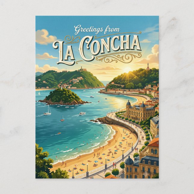 La Concha-stranden Spanien Vykort (Framsida)
