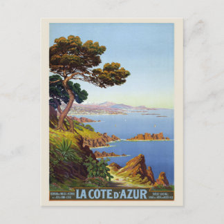 La Côte d'Azur Frankrike Vintage affisch 1920 Vykort