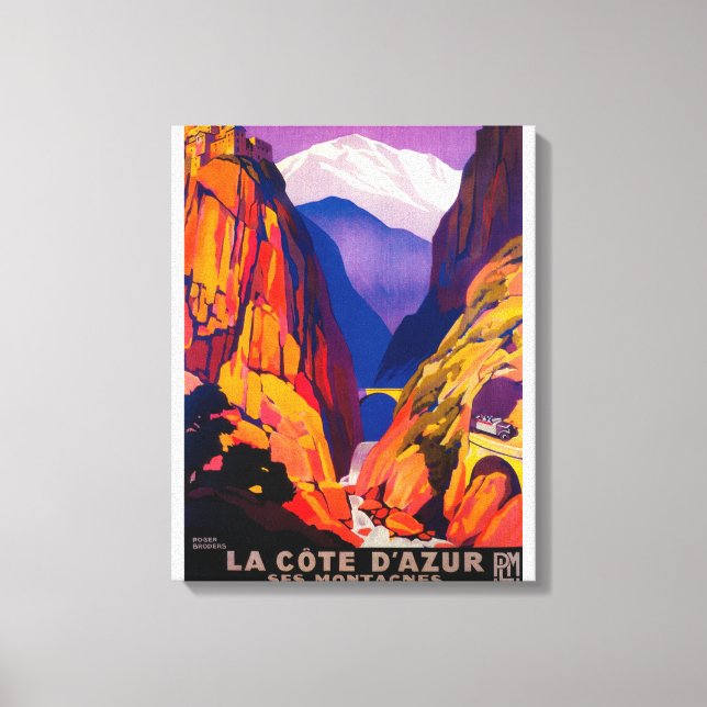 La Cote D'Azur Vintage Poster Europe 2 Canvastryck (Framsida)