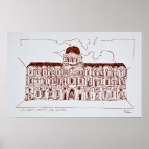 La Cour Carree Courtyard Louvre, Paris, Frankrike Poster