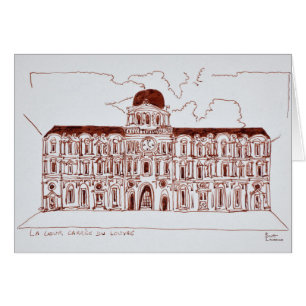 La Cour Carree innergård Louvre, Paris, Frankrik Hälsningskort