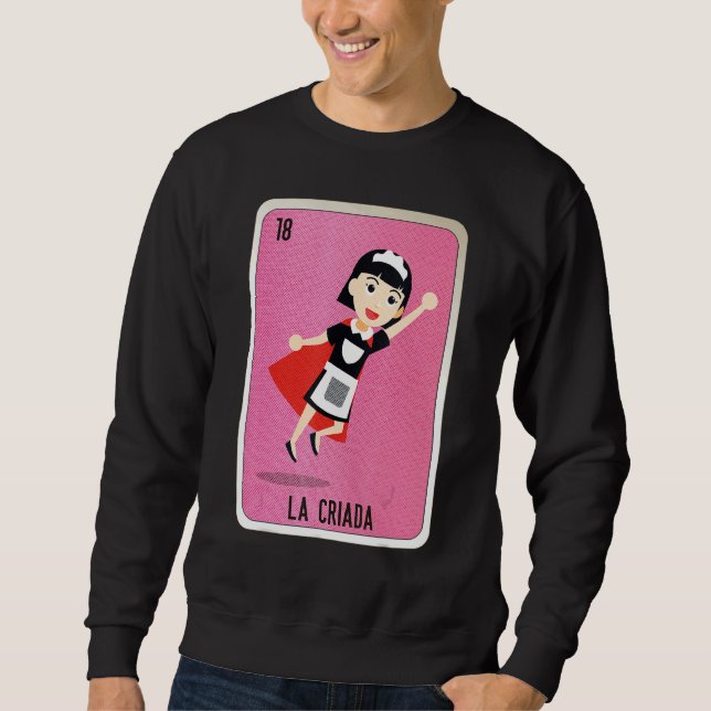 La Criada Mexican Slang Lottery Bingo Cards Lång Ärmad Tröja (Framsida)
