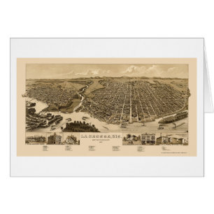 La Crosse, panorama- karta -1887 för WI Hälsningskort