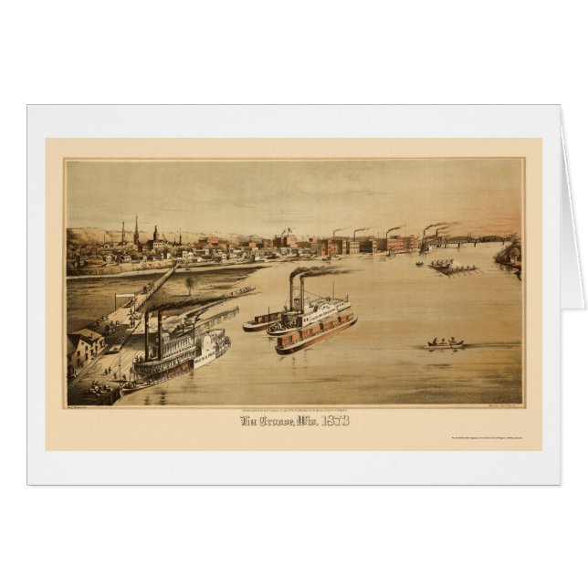 La Crosse, panorama- karta för WI - 1873 Hälsningskort (Framsidan Horizontal)