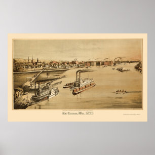 La Crosse, panorama- karta för WI - 1873 Poster