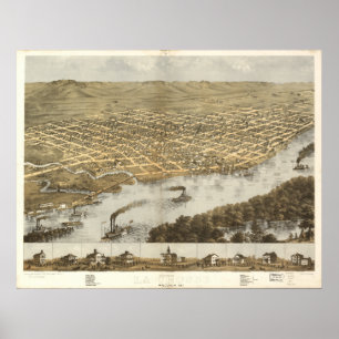 La Crosse WI 1867 Antique Panoramic Karta Poster