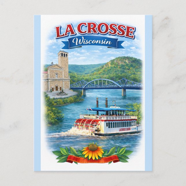 La Crosse, WI Scenic Wisconsin Postcard Vykort (Framsida)