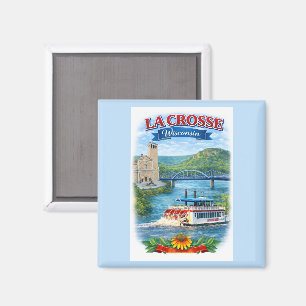 La Crosse, WI Scenisk vykort från Wisconsin Magnet
