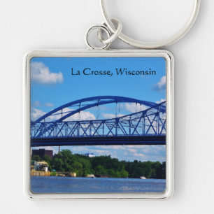 La Crosse, Wisconsin Fyrkantig Silverfärgad Nyckelring