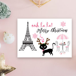La Cute Cat Paris Eiffel Torn jul Helgkort