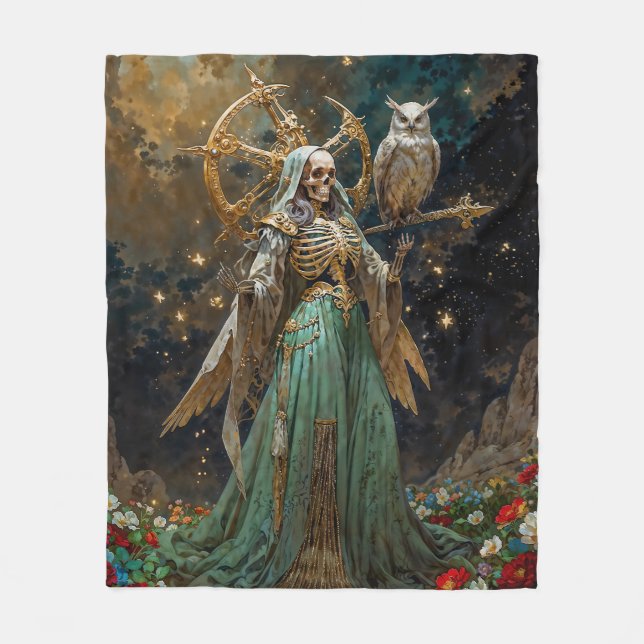 La Dama de los Huesos Sagrados Santa Muerte Fleecefilt (Framsidan)