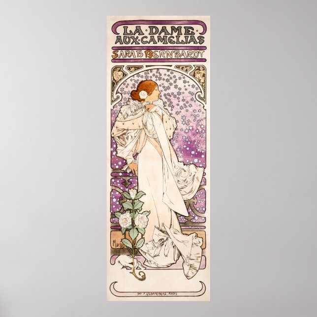 La dame, aux camelias Alphonse Mucha Poster (Framsidan)