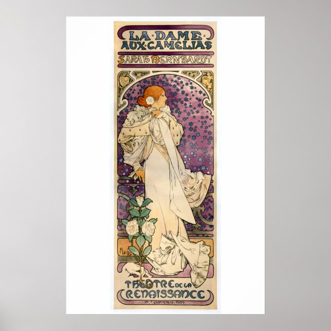 La Dame aux Camélias av Alfons Mucha (1896) Poster (Framsidan)