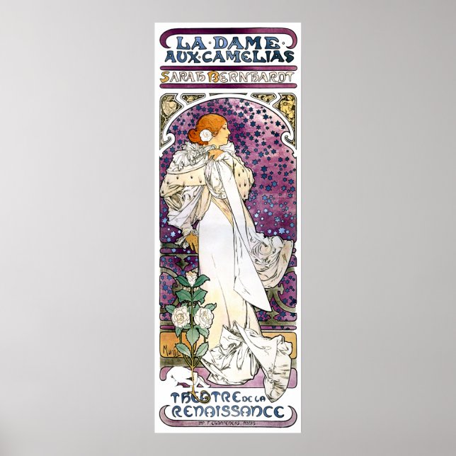 la dame aux camélias av Alfons Mucha 1896 Poster (Framsidan)