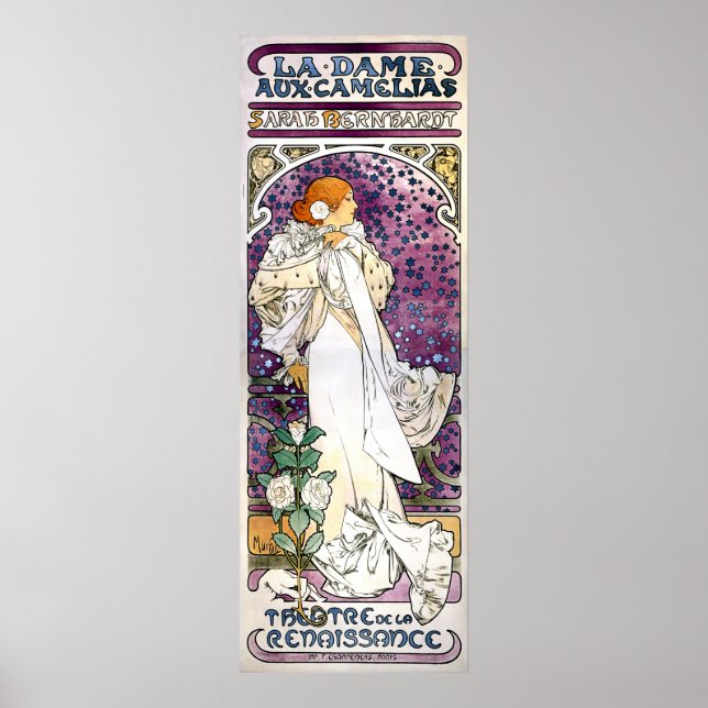 la dame aux camélias av Alfons Mucha 1896 Poster (Framsidan)