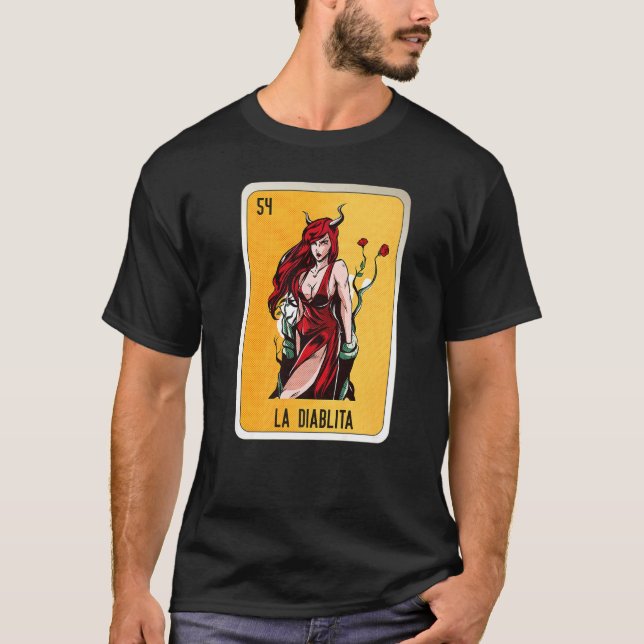 La Diablita Mexican Slang Lottery Bingo Cards   T Shirt (Framsida)