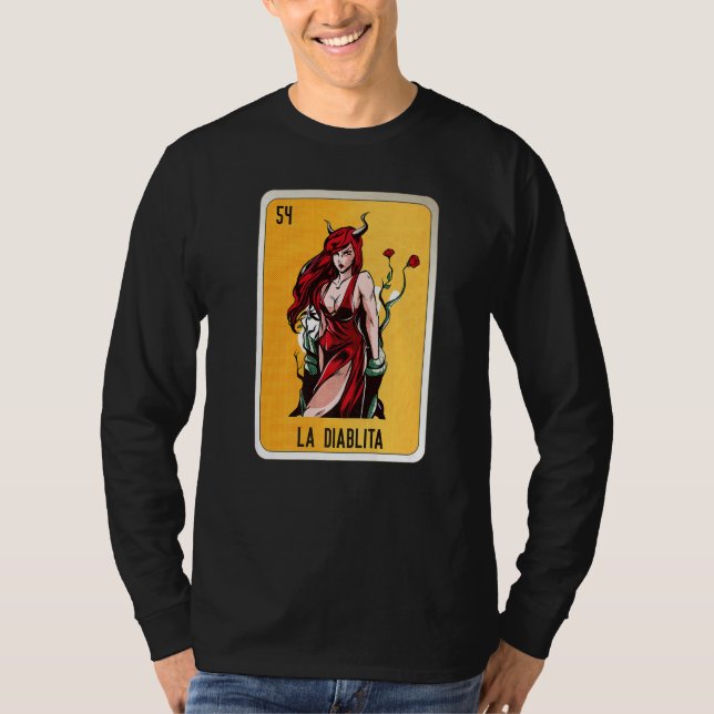La Diablita Mexican Slang Lottery Bingo Cards   T Shirt (Framsida)