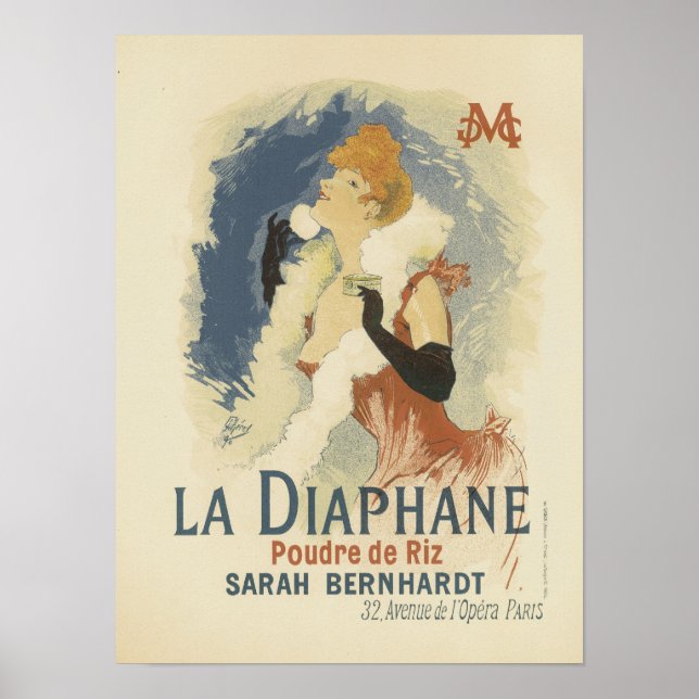 La Diaphane Poudre de Riz Sarah Bernhardt Poster (Framsidan)