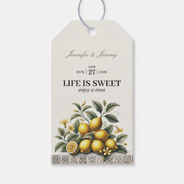 La Dolce Lemons Bröllopsdusch Presentetikett (Framsidan)
