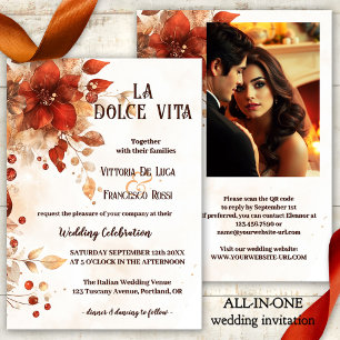 La Dolce Vita All-in-one Italy Red Bröllop Inbjudningar