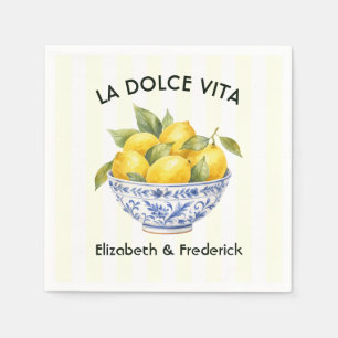 La Dolce Vita Amalfi Coast Citron Italiensk Bröllo Pappersservett