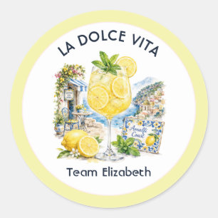 La Dolce Vita Amalfi-kusten Brud Brudtrollop Runt Klistermärke