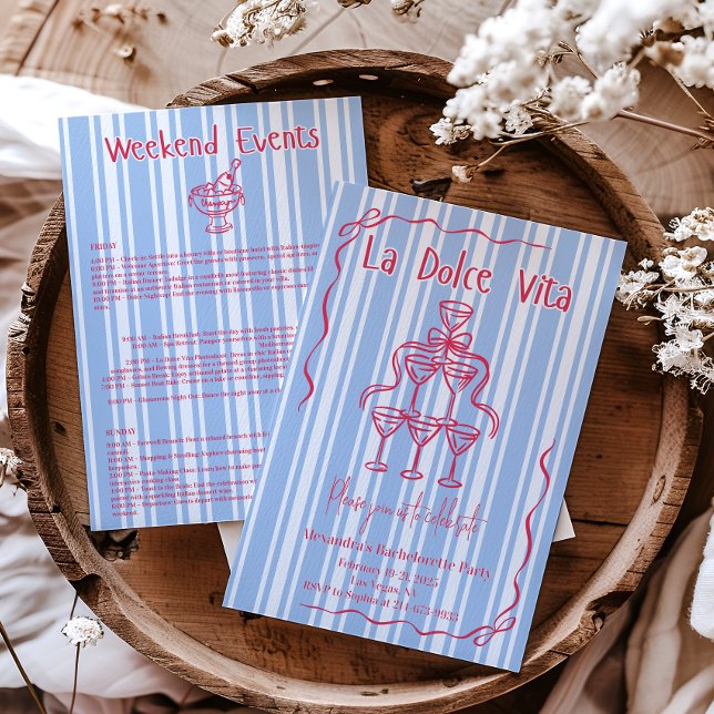 La Dolce Vita Bachelorette Helg Itinerary Inbjudningar (Skapare uppladdad)