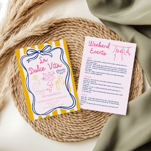 La Dolce Vita Beach Party Bachelorette Helg Inbjudningar