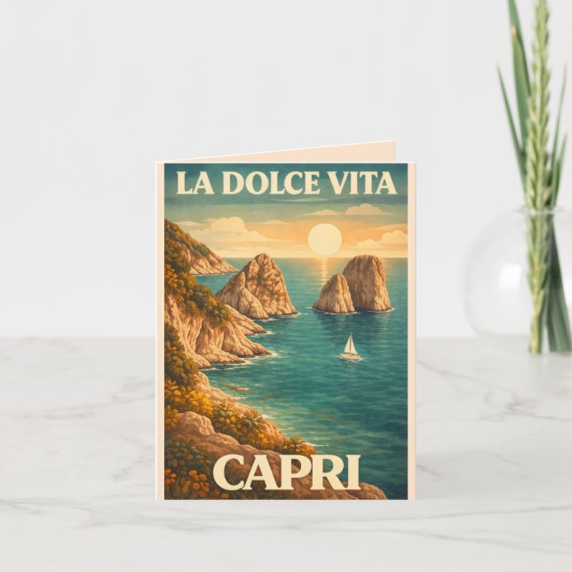 La Dolce Vita - Capri Vintage Resemaffisch Inbjudan (Framsida)