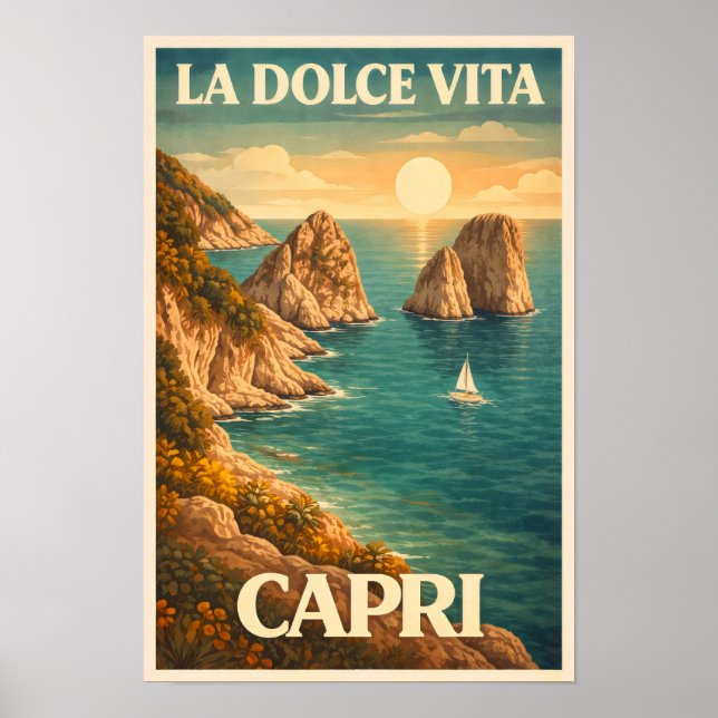 La Dolce Vita - Capri Vintage Resemaffisch Poster (Framsidan)