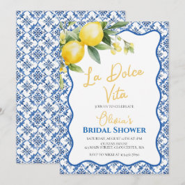 La Dolce Vita Citron blommig Bröllopsfest Inbjudan