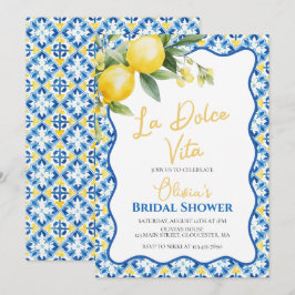 La Dolce Vita Citron blommig Bröllopsfest Inbjudan