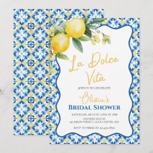 La Dolce Vita Citron blommig Bröllopsfest Inbjudan
