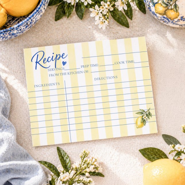 La Dolce Vita Citron Bröllopsfest Receptkort (Skapare uppladdad)