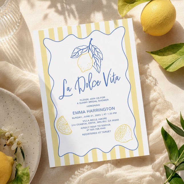 La Dolce Vita Citron Bröllopsfestin Inbjudan (Skapare uppladdad)