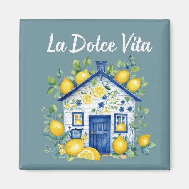 La Dolce Vita Citron Cottage Vattenfärg Magnet (Framsidan)