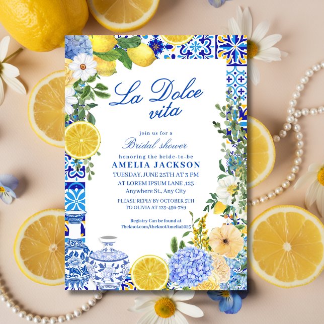 La Dolce Vita Citron Medelhavet Bröllopsdusch Inbjudningar (Skapare uppladdad)